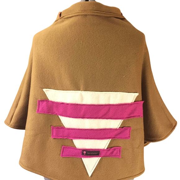 Womens Poncho Size Small Brown Pink Cream Handmade Indy Festival Artisan Western - Picture 4 of 6